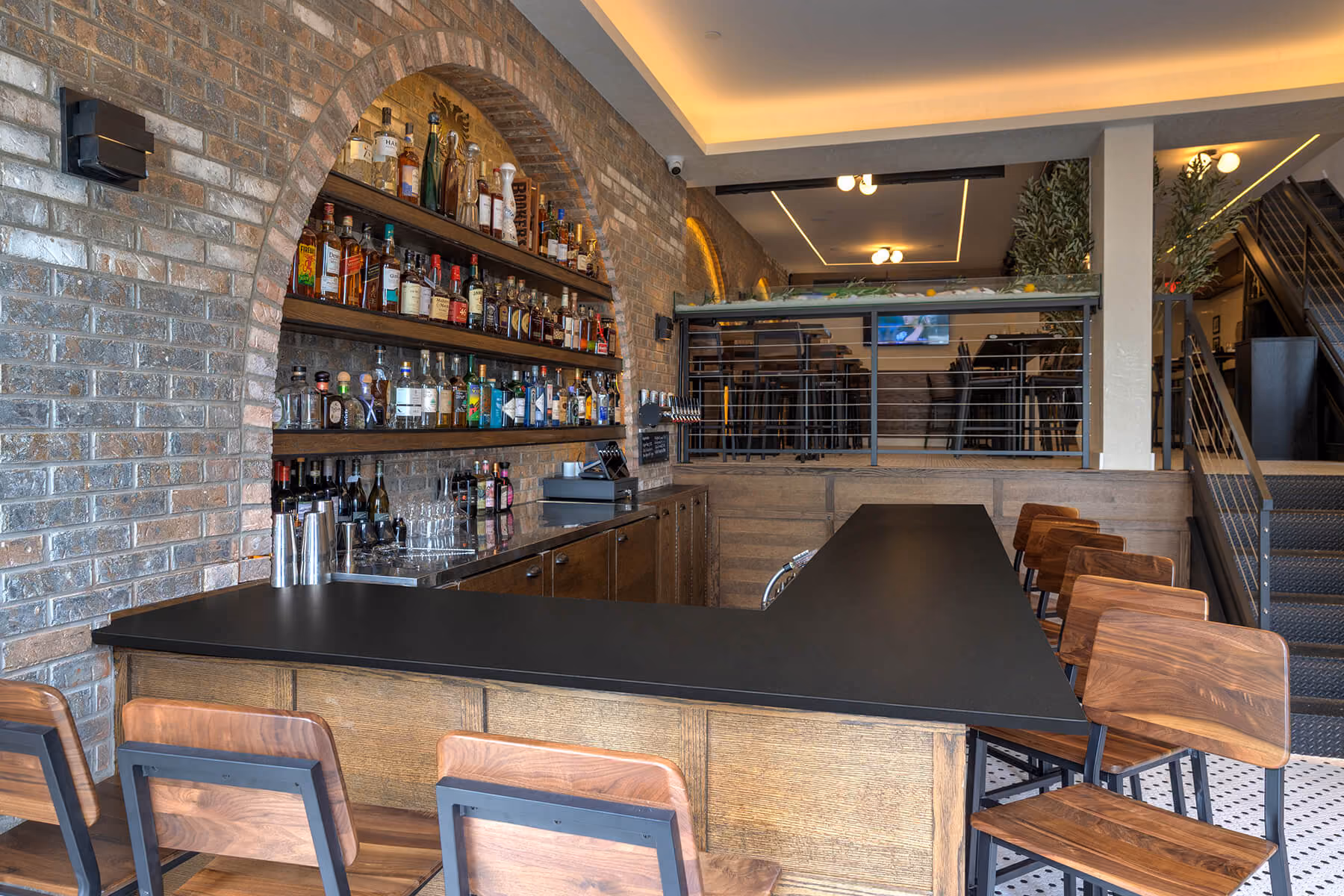 Modern oyster bar with indoor seating