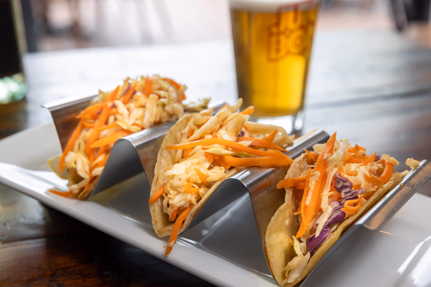 Fresh fish tacos with slaw